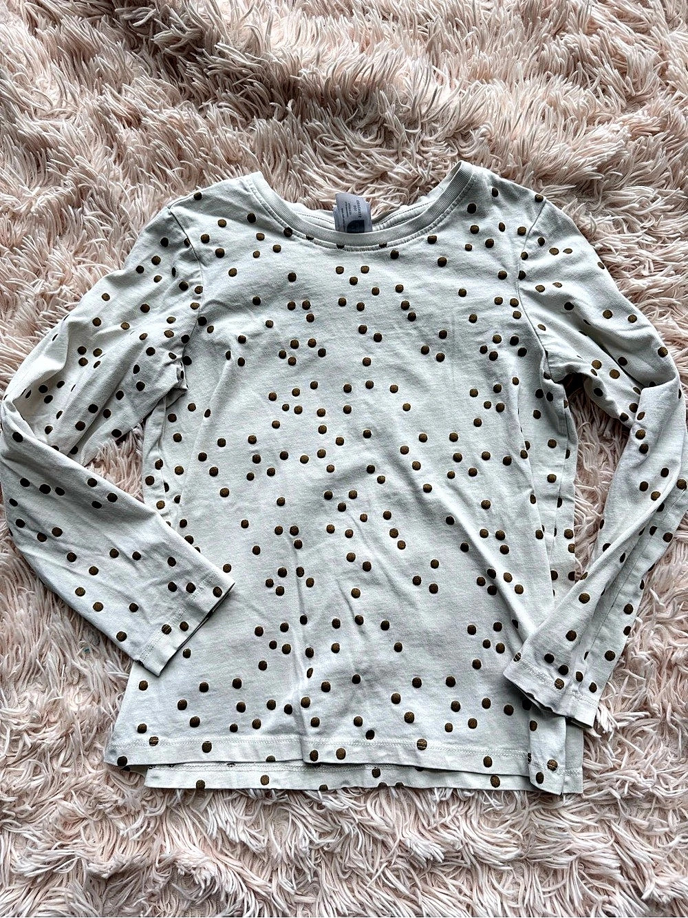 Hanna Andersson Long Sleeve Graphic Tee - Shimmer Gold Dots Girls Polka Dot Long